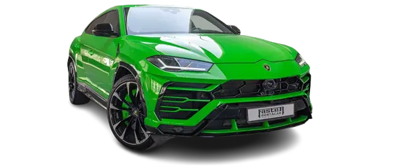 Green Lamborghini Urus Front Side View