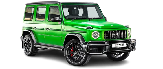 Green Mercedes G63 Front Side View
