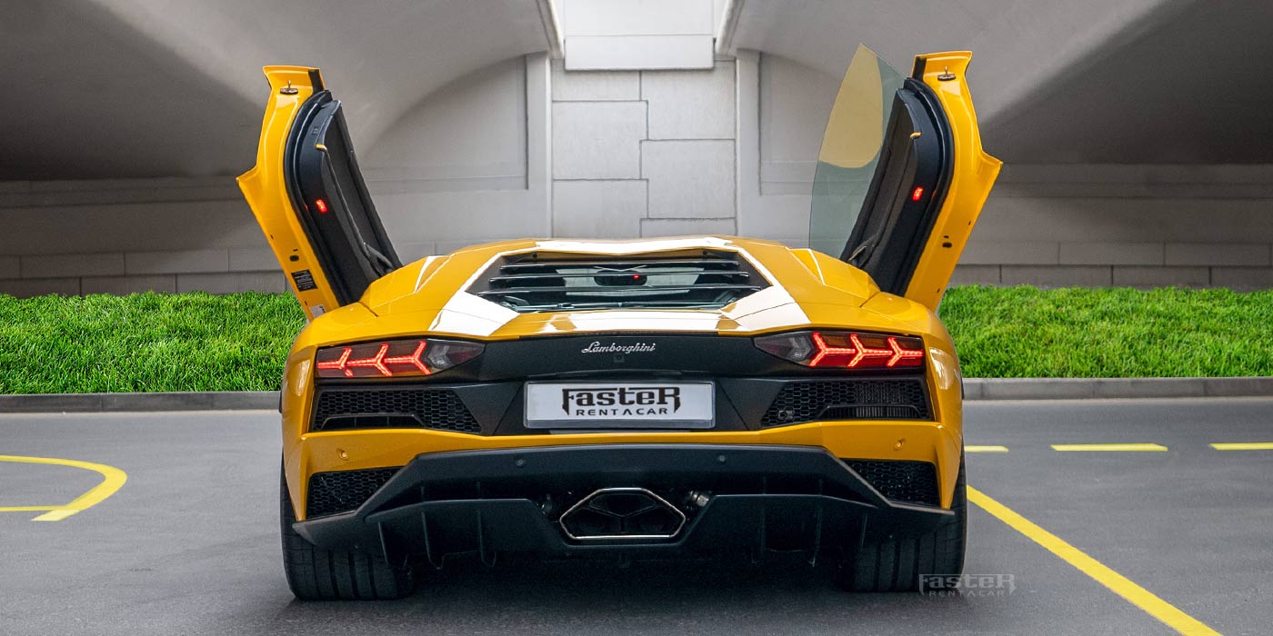 Lamborghini Aventador Yellow back