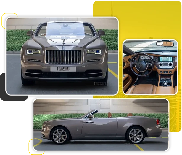 Rolls Royce Dawn Rental Dubai Front Side and Interior