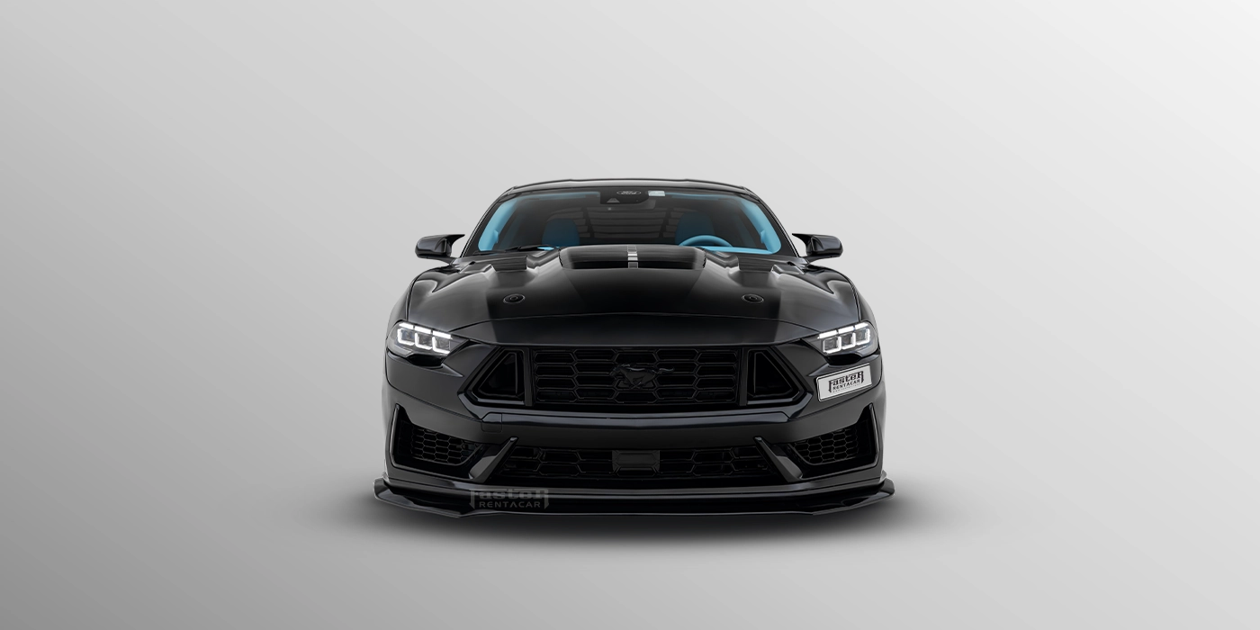 Ford Mustang Hire Black Front View