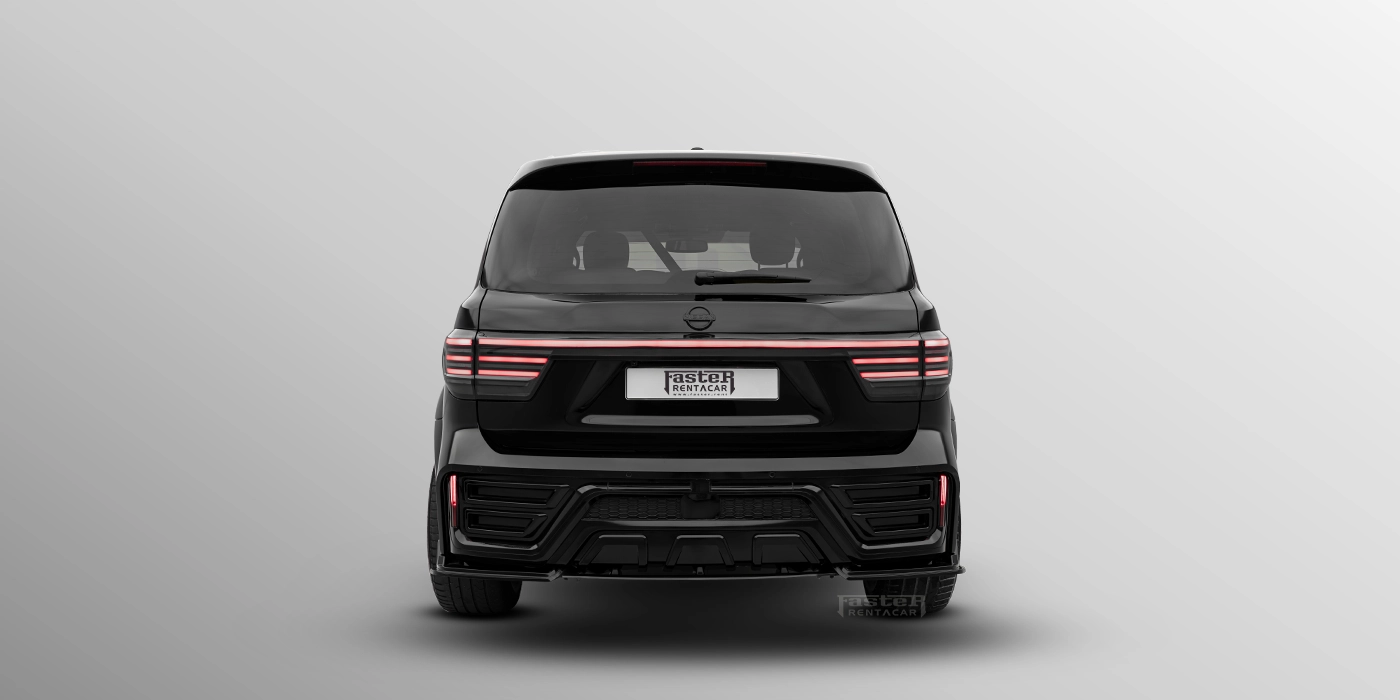 Infiniti QX80 Yellow and Black Modified Back View