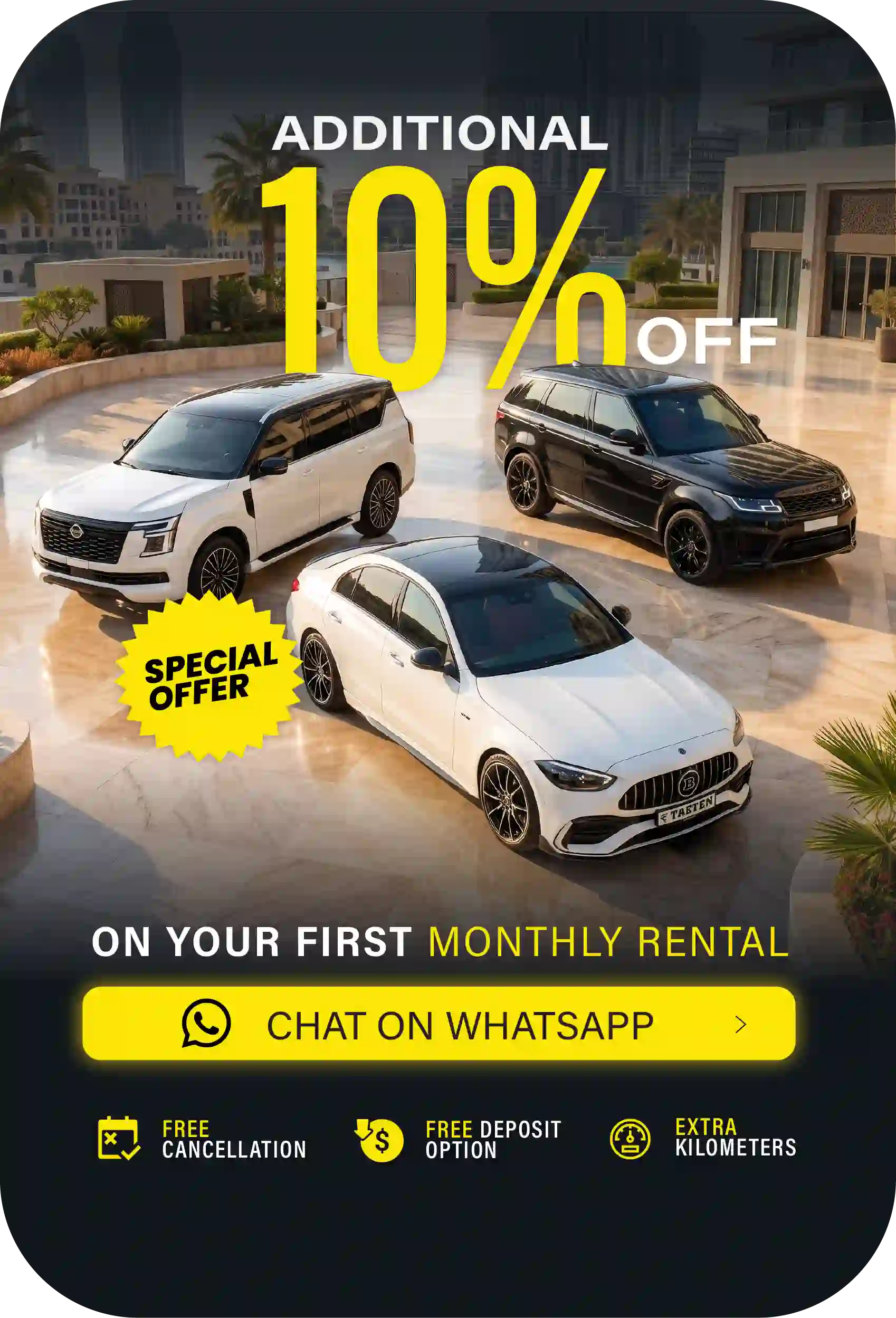 GET 10% OFF + 500 FREE KM