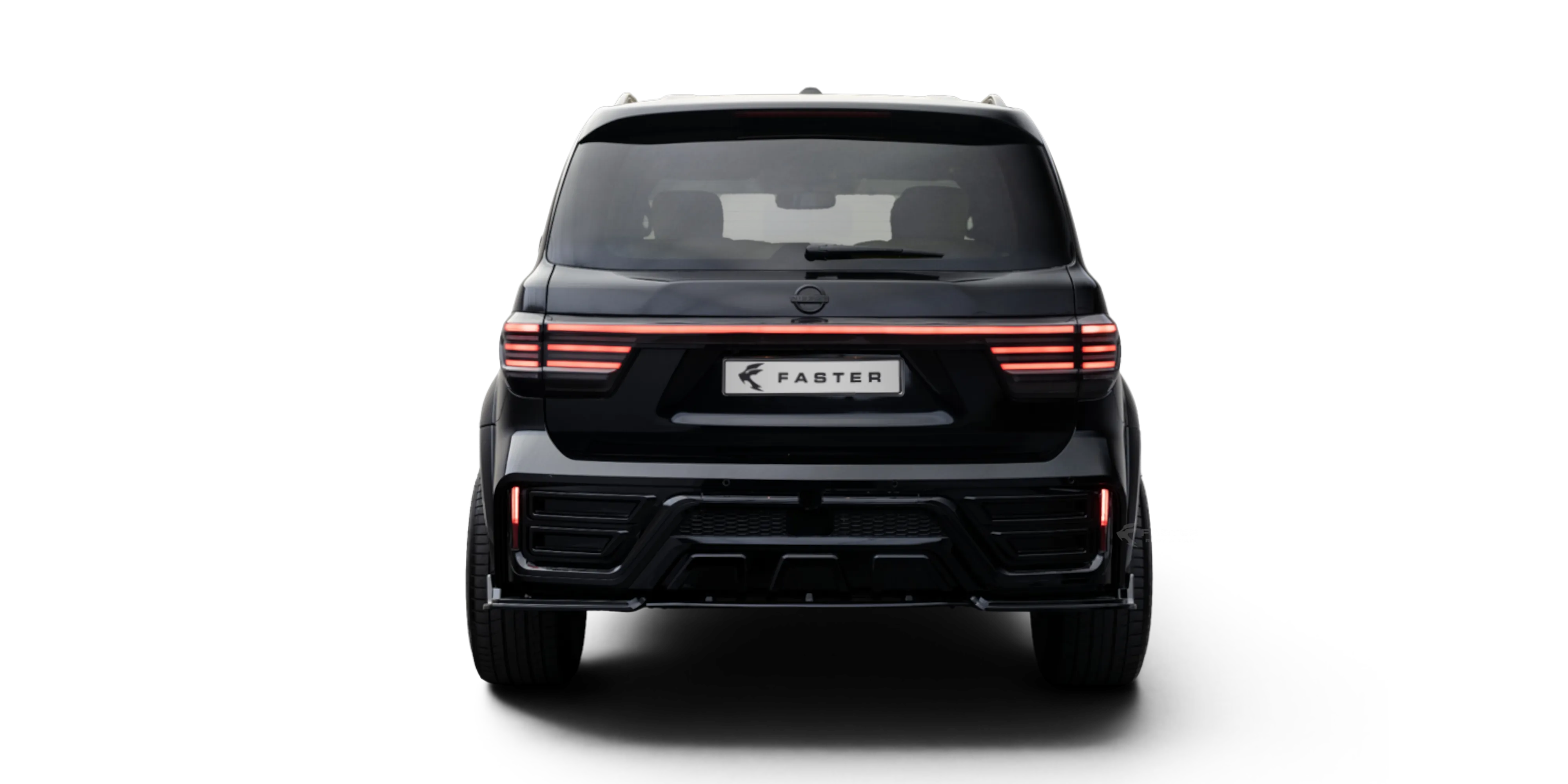 Infiniti QX80 Yellow and Black Modified Back View