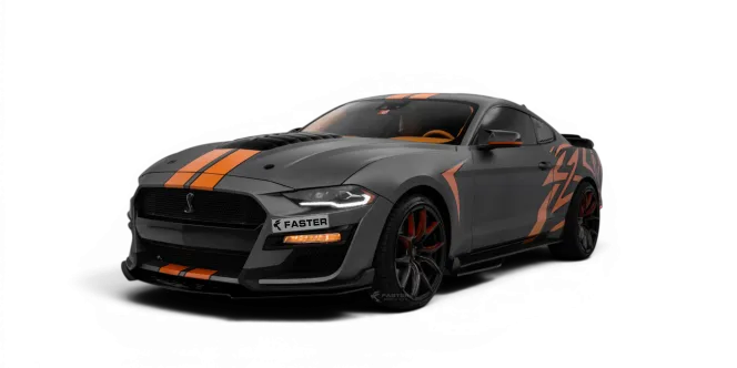 Ford Mustang Gray Orange Front Side View