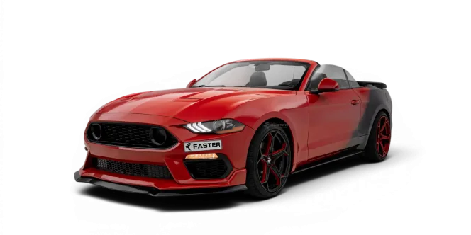 Ford Mustang Red Black Front Side View