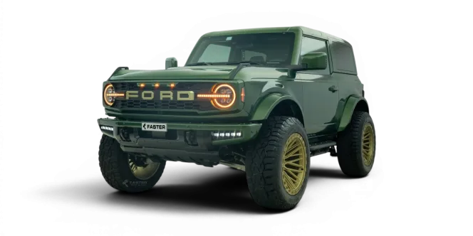 Ford-Bronco-Green-Convertible-front-side-View